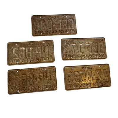 Sale Photo Thumbnail #815: 5 NC License Plates from the 70s- dirty, rusty