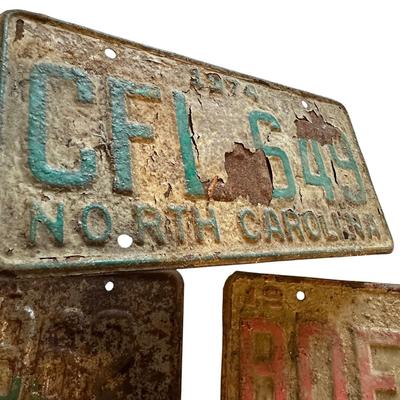 Sale Photo Thumbnail #814: 5 NC License Plates from the 70s- dirty, rusty