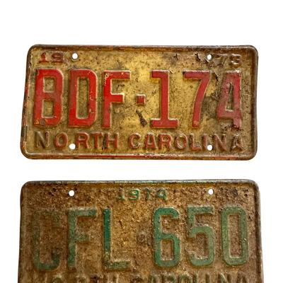 Sale Photo Thumbnail #824: 3 Vintage NC LIcense Plates from the 70s & 90 - dirty, rusty