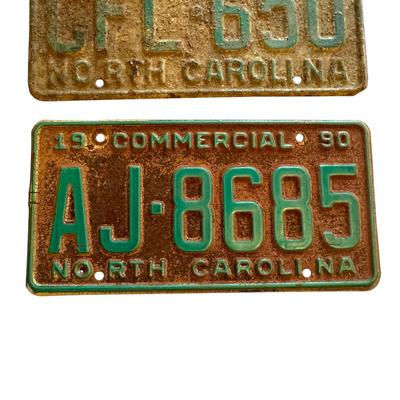 Sale Photo Thumbnail #822: 3 Vintage NC LIcense Plates from the 70s & 90 - dirty, rusty