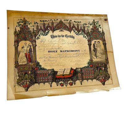 Sale Photo Thumbnail #836: 1887 Marriage Certificate and Handwritten Letter