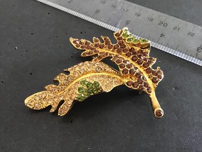 Kenneth J Lane Leaves Rhinestone Large Statement Brooch