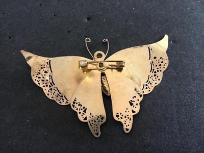 Beautiful Vintage Enamel Butterfly Brooch