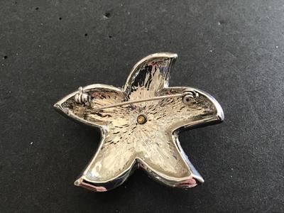 Pink Enamel faux Pearl Star Brooch
