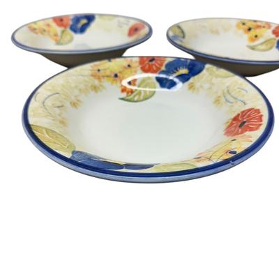 Sale Photo Thumbnail #847: 3 Dansk Floral Large Bowls Made in Italy- a few tiny nicks as shown in photos