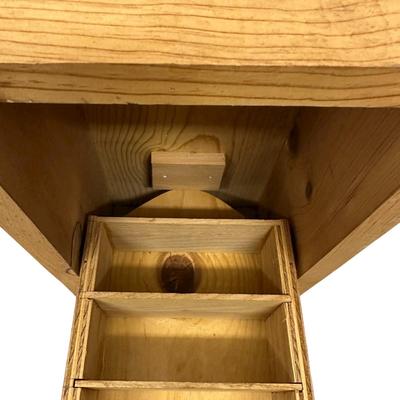 Sale Photo Thumbnail #895: Wooden Box with Compartments (Handmade?) 15" tall, hole to hang