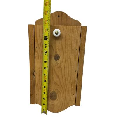 Sale Photo Thumbnail #899: Wooden Box with Compartments (Handmade?) 15" tall, hole to hang