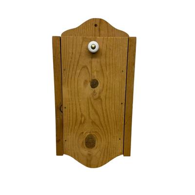 Sale Photo Thumbnail #897: Wooden Box with Compartments (Handmade?) 15" tall, hole to hang