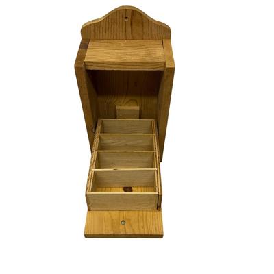 Sale Photo Thumbnail #894: Wooden Box with Compartments (Handmade?) 15" tall, hole to hang