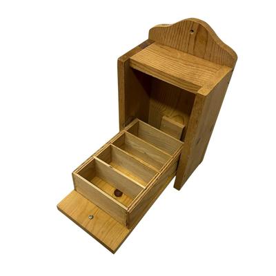 Sale Photo Thumbnail #893: Wooden Box with Compartments (Handmade?) 15" tall, hole to hang