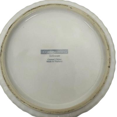 Sale Photo Thumbnail #972: 2 Matching Corning White Jars with Lids- no chips - 6' and 8" tall with lids on