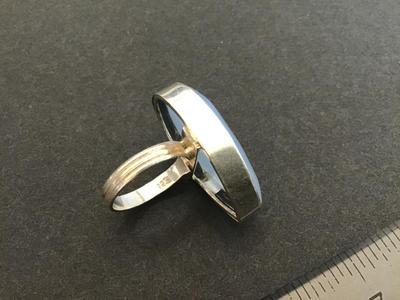 925 Large Silver Ring large Blue Stone