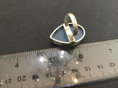 925 Large Silver Ring large Blue Stone