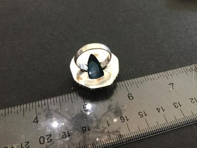 Large 925 Silver Ring With Large Blue Stone