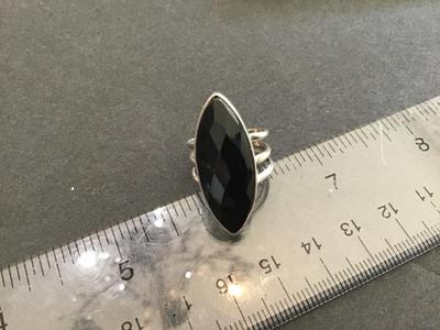 Silver 925. Not Marked. Black Stone