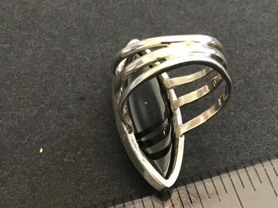 Silver 925. Not Marked. Black Stone