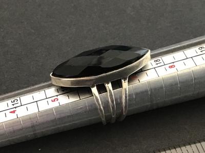 Silver 925. Not Marked. Black Stone