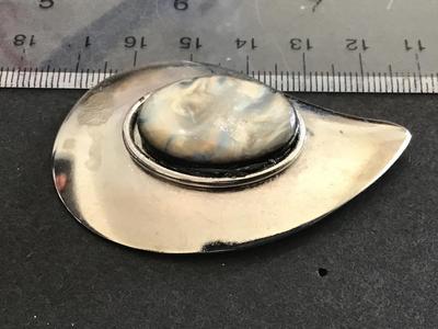 Silvertone Modernist Brooch