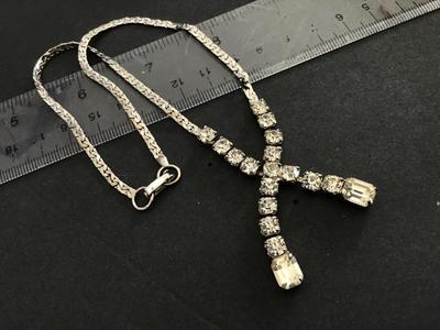 Vintage Rhinestone X Necklace