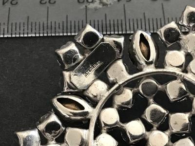 Marked Sterling Large Vintage Rhinestone Brooch
