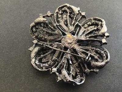 Pink Rhinestone in Black Setting Brooch