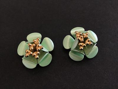 Metal Sea Foam Green Clip on Earrings