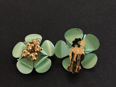 Metal Sea Foam Green Clip on Earrings