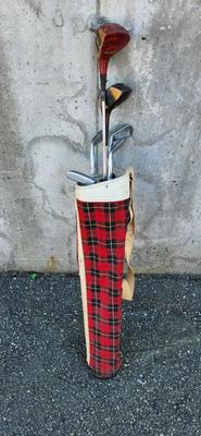 Small Vintage Golf Bag With Clubs