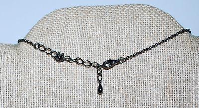 Brilliant Row of 9 Round Stones NECKLACE with 19 Tiny Stones Row and Lobster Style Clasp 18" L