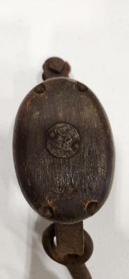 Antique Wood Barn Pulley With Hook