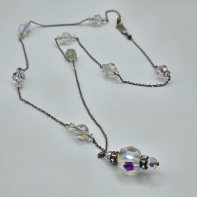 LOT 92: Vintage Blue Beaded Necklace with Matching Earrings and Bracelets, Silver-tone Chain Necklace with Large Pendant, and More