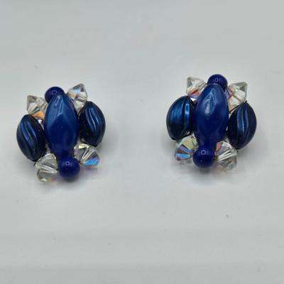 LOT 92: Vintage Blue Beaded Necklace with Matching Earrings and Bracelets, Silver-tone Chain Necklace with Large Pendant, and More