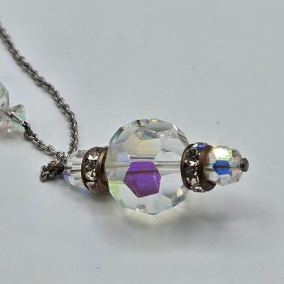 LOT 92: Vintage Blue Beaded Necklace with Matching Earrings and Bracelets, Silver-tone Chain Necklace with Large Pendant, and More