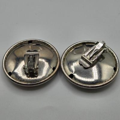 LOT 93: Multiple Pairs of Clip Earrings, Brooches, Silver-tone Chain with Winter Charms, and More
