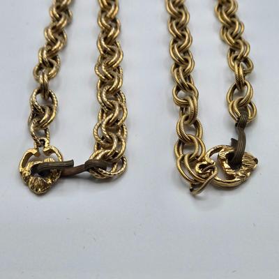 LOT 99: Multiple Gold-tone Necklaces and Chains and Pair of Earrings