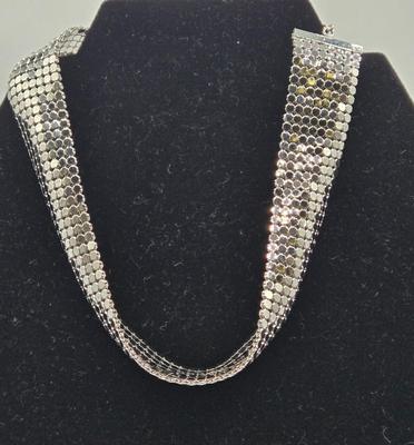 LOT 100: Whiting & Davis Co. Silver-tone Necklace and Coil Snake Bracelet
