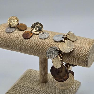 LOT 103: Vintage Bracelets with Matching Clip Earrings and Brooches with Matching Clip Earrings