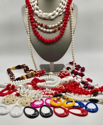 LOT Variety of Vintage Jewelry Including Beaded Necklaces, Clip Earrings, and More