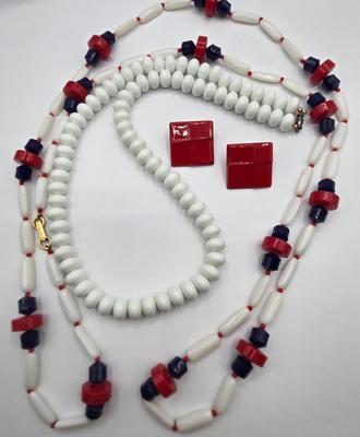 LOT Variety of Vintage Jewelry Including Beaded Necklaces, Clip Earrings, and More