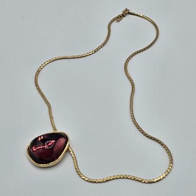 LOT 106: Two Necklace and Clip Earrings Sets and Gold-tone Chain with Purple Glass Stone Pendant