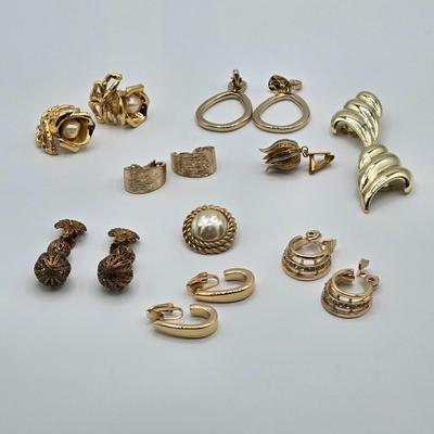 LOT 107: Vintage Clip on Earrings Including Trifari and More