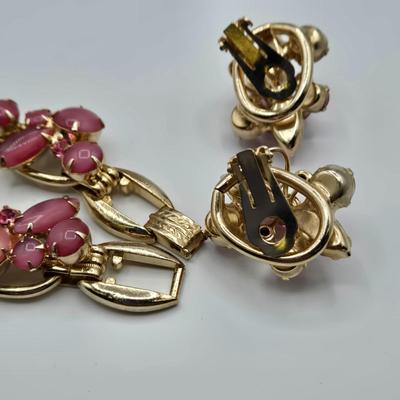 LOT 109: Beautiful Vintage Multi Strand Necklace with Matching Clip Earrings, Brooch with Matching Clip Earrings, and Bracelet with...