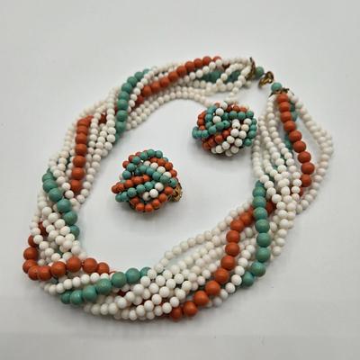 LOT 110: Multiple Necklaces with Matching Clip Earrings and More