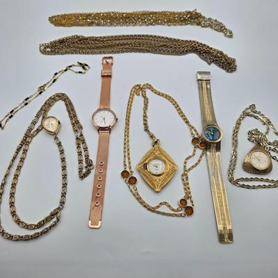 LOT 111: Multiple Watch Necklaces, Watches, and More
