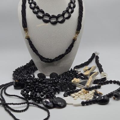 LOT 114: Vintage Jewelry Including Necklaces, Clip Earrings, and More