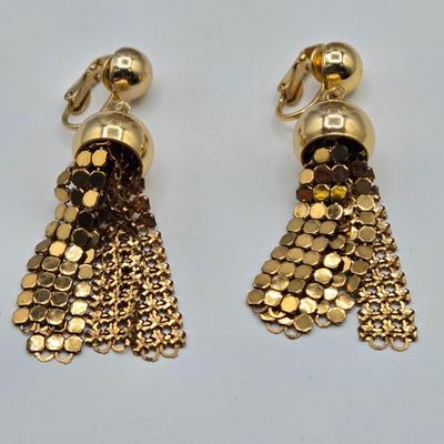 LOT 115: Gold-tone Choker Necklace, Clip Earrings, Pierced Earrings and Coil Watch Bracelet