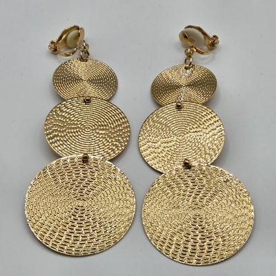 LOT 115: Gold-tone Choker Necklace, Clip Earrings, Pierced Earrings and Coil Watch Bracelet