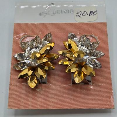 LOT 115: Gold-tone Choker Necklace, Clip Earrings, Pierced Earrings and Coil Watch Bracelet