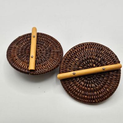 LOT 117: Multiple Wood-tone Necklaces and Clip Earrings