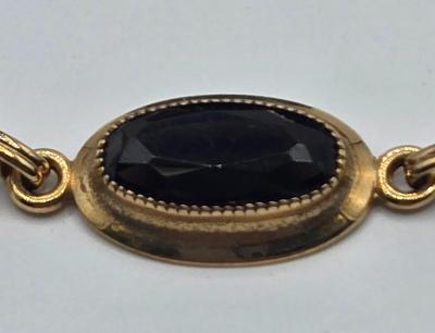 LOT 133: Smokey Topaz Link Bracelet with Safety Chain/ 7.5 inches/ 1/20 12k Gold Filled/ 12.2gtw